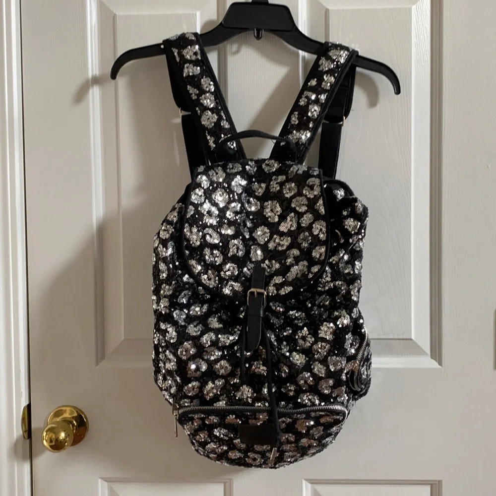 PINK  Victoria’s Secret Cheetah Sequin Backpack